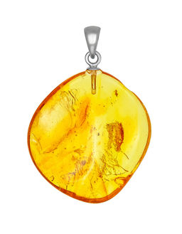 Кулон из переливающегося янтаря золотисто-лимонного цвета