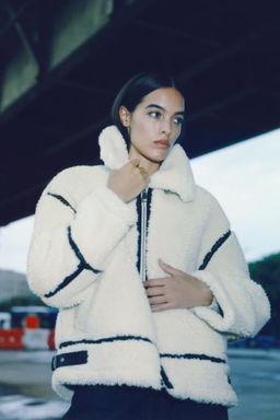 FAUX SHEARLING BIKER JACKET ZW COLLECTION - Zara фото 2