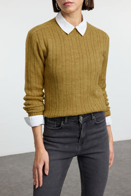 Somon Yumusak Dokulu Dik Yaka Regular Triko Kazak TEDAW25KZ00041 - Trendyolmilla фото 11