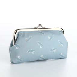 Косметичка женская на фермуаре, маленькая, с принтом Ветка ягод, серая