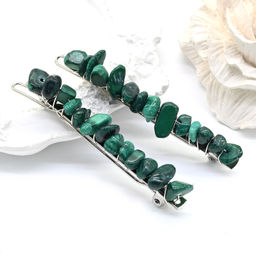 Женская заколка для волос с малахитом 6,5*0,8*1,3см