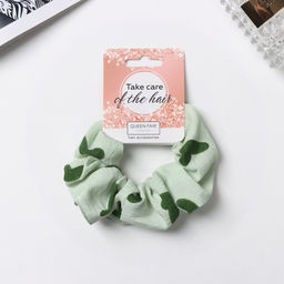 Цена за 3 шт. Резинка для волос «Орбита», классик сердце, 10 см, зелёно-белая