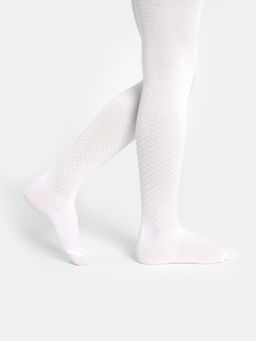 Цена за 3 пары! Колготки детские белого цвета с рисунком в виде диагональной сетки - Mark formelle фото 3