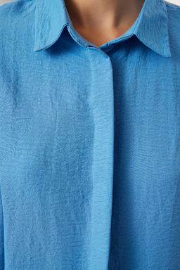 Mavi Omuz Volanl? Dokuma Gomlek TWOAW22GO0375 - Trendyolmilla фото 4