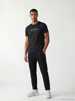 Bisiklet Yaka Bask?l? Erkek Spor Ti??rt