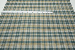 Шерсть пальтово-костюмная Твид Клетка цв.морская волна, ш.1.45м, шерсть-50%, п/э-50%, 390гр/м.кв - Купава фото 4
