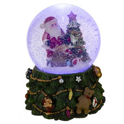 Фигурка декор в стекл шаре "Дед Мороз" ( подсв, муз, вьюга, AAAх3 н/п), D 10 см, L11 W11 H15 см