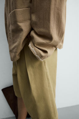 CAMISA ALGOD?N - LINO BORDADOS / Arena - Zara фото 6