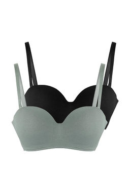 Siyah-Yesil 2li Kaskorse Balenli Duz Sabit Kap Balconette Sutyen THMAW26SU00006 - Trendyolmilla фото 8