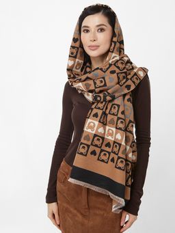 в составе ШЕРСТЬ и КАШЕМИР Большой, мягкий, теплый двусторонний палантин с принтом. - Tantino фото 3