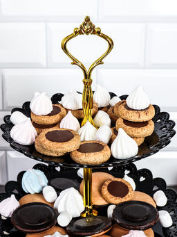 Ваза для фруктов 3-х ярусная 18/22/27 Круг черная / D-1260 /уп 80/ Пластик - Галеонтрейд фото 5