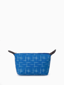 Косметичка простая на молнии, с принтом, синяя