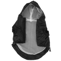 Пэт тойс (Pet toys) Одежда для собаки Плащ с капюшоном, на липучке, светоотражающая полоска, р-р M, длина спинки 26см/обхват груди 42см/обхват шеи 30см, цвет-черный, плащевка (Китай) - Домашняя мода фото 6