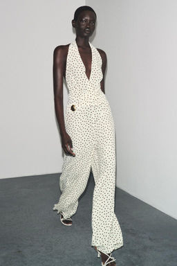 HALTER JUMPSUIT WITH POLKA DOTS