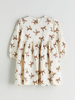 Fiyonk Bask?l? K?z ?ocuk Elbise