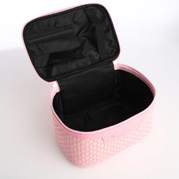 Косметичка-сундук L-б/н , 21*13*13, отд на молнии, рогожка, розовый - Simaland фото 3