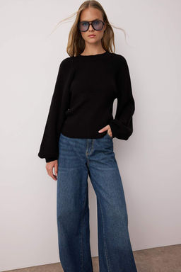 Siyah S?rt Cut Out/Pencere Detayl? Triko Kazak TWOAW26KZ00021 - Trendyolmilla фото 2