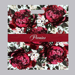 Цена за 50 шт. Пакет Бордовые пионы, полиэтиленовый с вырубной ручкой, 60 мкм, 38?45 см