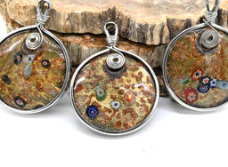 Муранское стекло кулон Круг 45ммв металле цв.черный