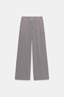 PANTAL?N ANCHO RAYAS / marron/blanco
