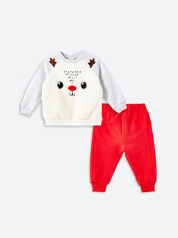 Nak??l? Erkek Bebek Sweatshirt ve E?ofman Alt 2li Tak?m