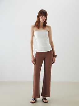 Beli Lastikli Kendinden Desenli Kad?n Pantolon