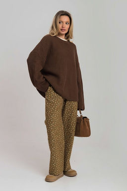 Брюки свободного кроя М325264кз коричневый/зеленый - Елена фото 6