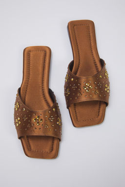 Kahverengi Tasl? Saten S?k Kad?n Terlik TAKSS25TE00025