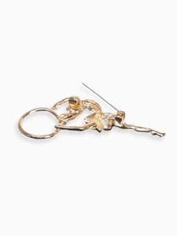 Брошь Гимнастка с хула-хупом, цвет чёрно-белый в золоте