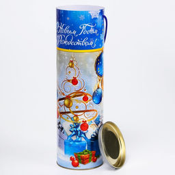 Подарочная новогодняя коробка - тубус «Синие шары», 99×340 мм