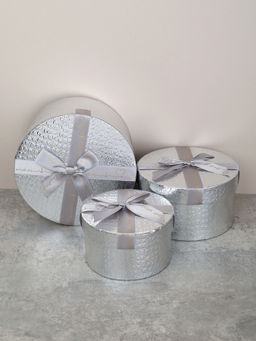 Коробка подарочная круглая 3 штуки 20х20х11 см / 3406-03 /уп 30/красная - ГалеонТрейд фото 3