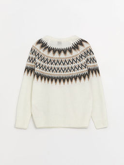 Bisiklet Yaka Desenli Uzun Kollu Erkek ?ocuk Triko Kazak - Waikiki фото 2