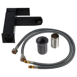 Смеситель для раковины ZEIN Z2393, картридж 40 мм, короткий излив, нержавеющая сталь, черный