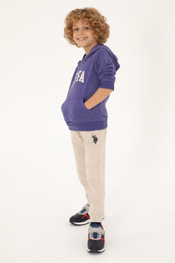 Erkek _ocuk Mor Basic Kap__onlu Sweatshirt