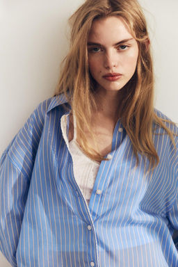 OVERSIZE STRIPED POPLIN SHIRT - Zara фото 2