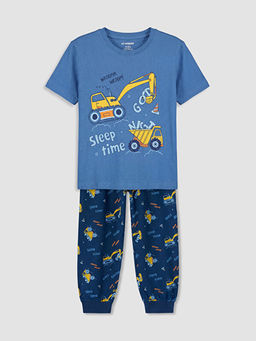 Bisiklet Yaka Bask?l? Erkek ?ocuk Pijama Tak?m