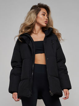 Зимняя женская куртка модная с капюшоном черного цвета 52308Ch - Holdluck фото 22