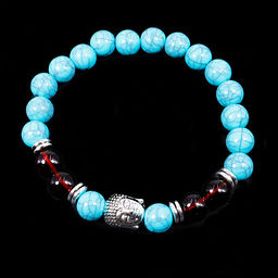 Браслет Бирюза и цветной агат с Буддой дарует исцеление и защиту