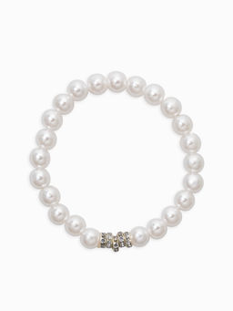 Браслет "Стильный жемчуг" (набор 5шт), №8/16, цвет белый в серебре