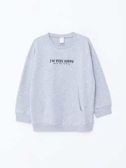 Bisiklet Yaka Bask?l? Erkek Bebek Sweatshirt ve E?ofman Alt 2li Tak?m