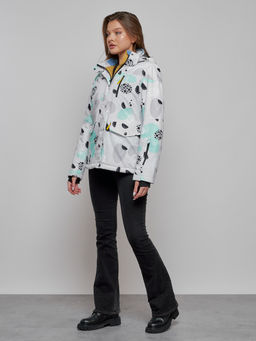 Горнолыжная куртка женская зимняя серого цвета 2302-1Sr