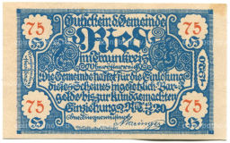 75 геллеров 1920 года Австрия Рид-им-Траункрайс (нотгельд)