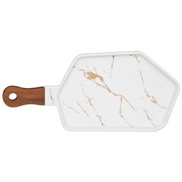 МЕНАЖНИЦА С ДЕРЕВЯННОЙ РУЧКОЙ КОЛЛЕКЦИЯ ЗОЛОТОЙ МРАМОР ЦВЕТ:WHITE 35*16 СМ