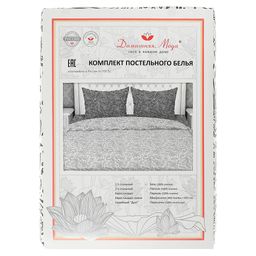Постельное белье, комплект 1,5 спальный Турецкие огурцы, серый б/з/серый, 4 предмета: пододеяльник 145х215см, простыня классическая 150х220см, 2 наволочки 70х70см с клапаном-запахом, бязь Комфорт 121г/м2, хлопок 100%, упаковка классическая ПВХ - Домашняя Мода фото 4
