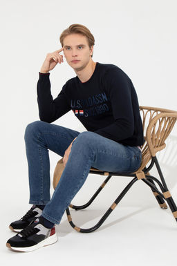 U. S. Polo Assn Мужской темно-синий трикотажный свитер с круглым вырезом - U.s. polo assn фото 14