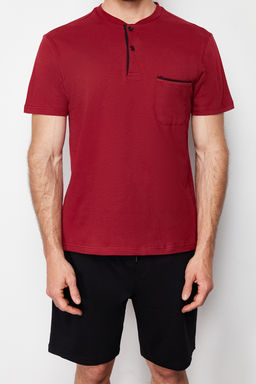 TRENDYOL MAN Bordo Orme Sortlu Pijama Tak?m? TMNSS24PT00019 - Trendyolmilla фото 4