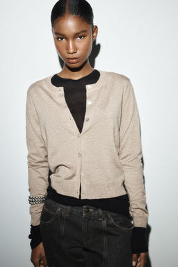 WOOL BLEND CARDIGAN WITH LONG SLEEVES - Zara фото 2