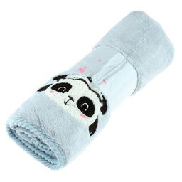 Полотенце из микрофибры Панда 70х140см, полиэстер 100%, с петелькой, голубой (Китай)