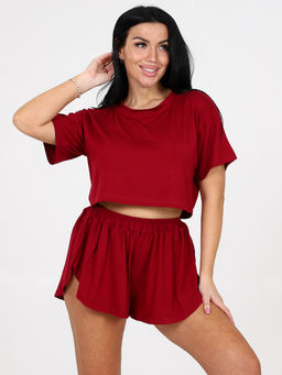 674 ПИЖАМА ЖЕНСКАЯ (шорты) (Бордо) - А-дина фото 3