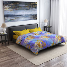 Постельное белье, комплект 1,5 спальный Гексагон желтый/Горчичный, 3 предмета: пододеяльник на кнопках 145х215см, простыня 150х220см, 1 наволочка 50х70см с клапаном-запахом, поплин Комфорт 115г/м2, хлопок 100%, упаковка эконом ПВХ 32х41см, Д